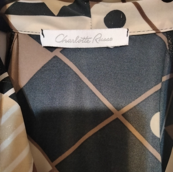 *2/$10*Charlotte Russe deep V neck black, tan and brown sleeveless top sz M - Picture 2 of 6